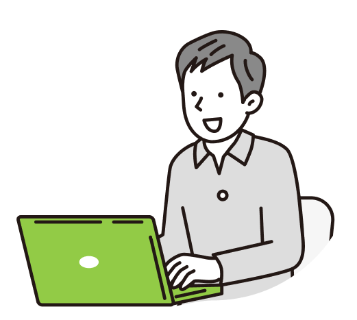 パソコンで購入している男性